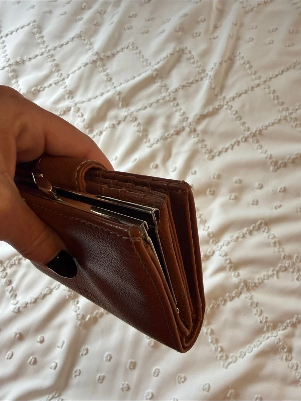 Giani Bernini Brown Pebbled Leather Card Wallet with Silver Hardware